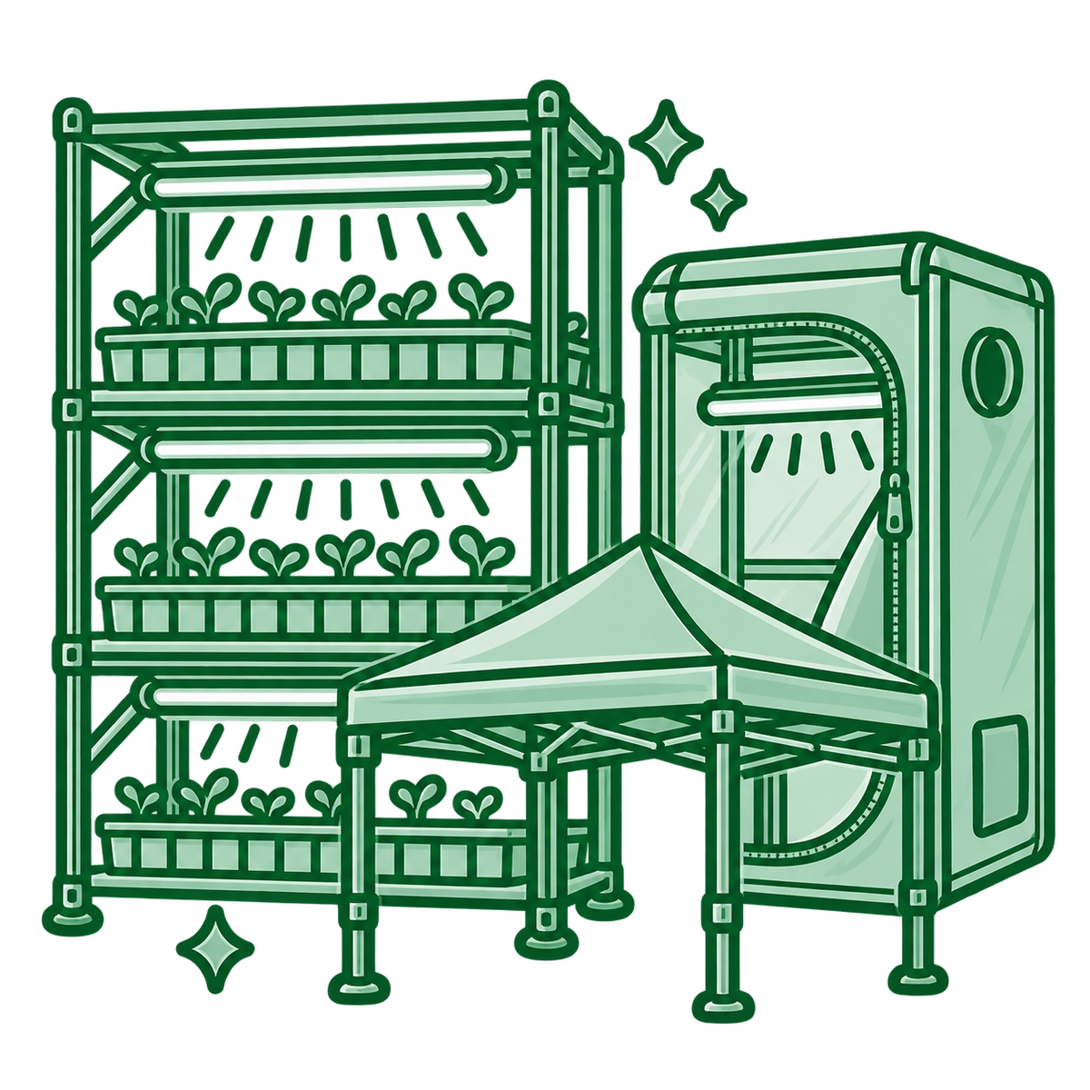 Racks, Grow Tents, and Farmers Market Canopies