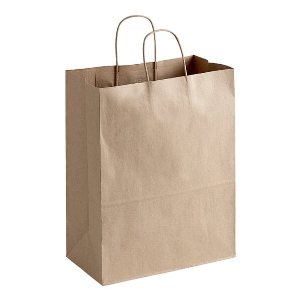 Duro Bag Mart Dubl Life 13" x 7" x 17" Natural Kraft Shopping Bag with Handles, FSC Certified, Compostable, Recycled Content, 60# (QTY 250), SKU 87128