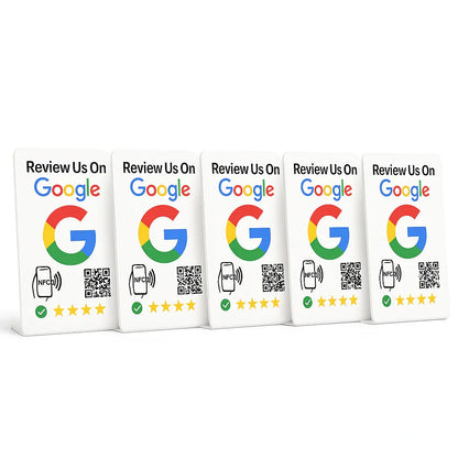 5 NFC Google Review Signs Bundle (5-Pack) -QR Code  One-Tap Displays