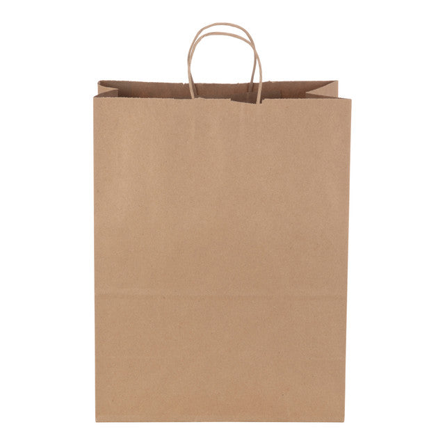 Duro Bag Mart Dubl Life 13" x 7" x 17" Natural Kraft Shopping Bag with Handles, FSC Certified, Compostable, Recycled Content, 60# (QTY 250), SKU 87128