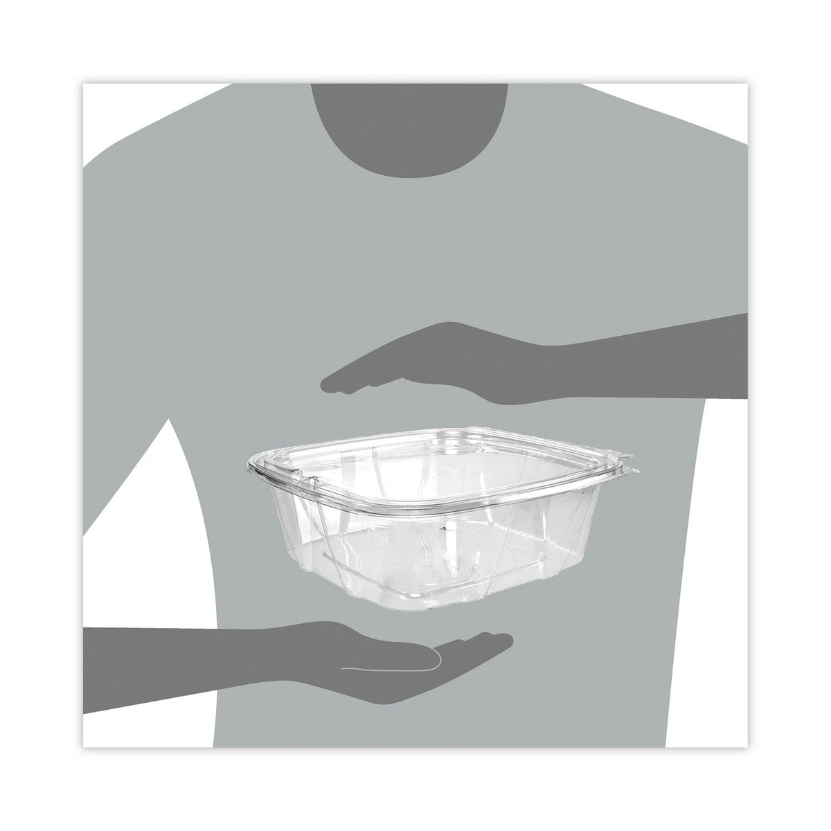 Dart ClearPac SafeSeal Tamper-Resistant/Evident Containers, Flat Lid, 48 oz, 7.8 x 8.1 x 2.5, Clear, Plastic, 100/Bag, 2 Bags/CT