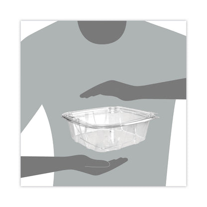 Dart ClearPac SafeSeal Tamper-Resistant/Evident Containers, Flat Lid, 48 oz, 7.8 x 8.1 x 2.5, Clear, Plastic, 100/Bag, 2 Bags/CT