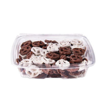Dart ClearPac SafeSeal Tamper-Resistant/Evident Containers, Flat Lid, 35 oz, 7.9 x 8.8 x 1.8, Clear, Plastic, 100/Bag, 2 Bags/CT