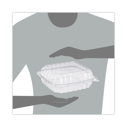 Dart ClearSeal Hinged-Lid Plastic Containers, 8.3 x 8.3 x 3, Clear, Plastic, 250/Carton