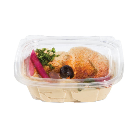 Dart ClearPac SafeSeal Tamper-Resistant/Evident Containers, Flat Lid, 8 oz, 4.9 x 1.4 x 5.5, Clear, Plastic, 100/Bag, 2 Bags/CT