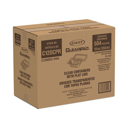 Dart ClearPac Container Lid Combo-Pack, 12 oz, 4.88 x 5.88 x 2, Clear, Plastic, 63/Bag, 4 Bags/Carton