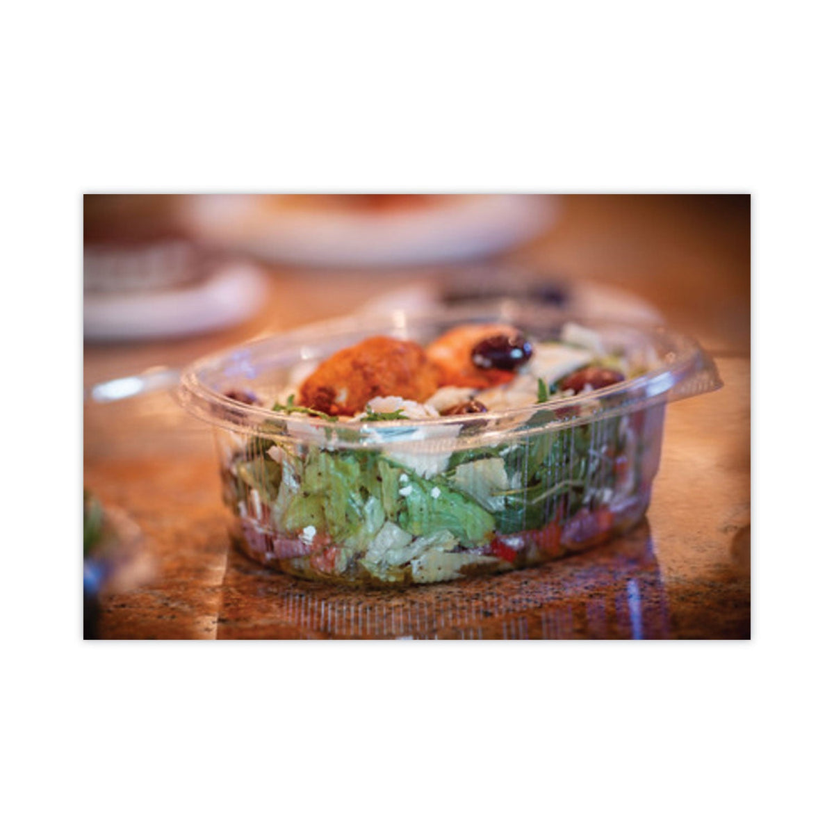 Pactiv Evergreen EarthChoice Recycled PET Hinged Container, 24 oz, 7.38 x 5.88 x 2.38, Clear, Plastic, 280/Carton