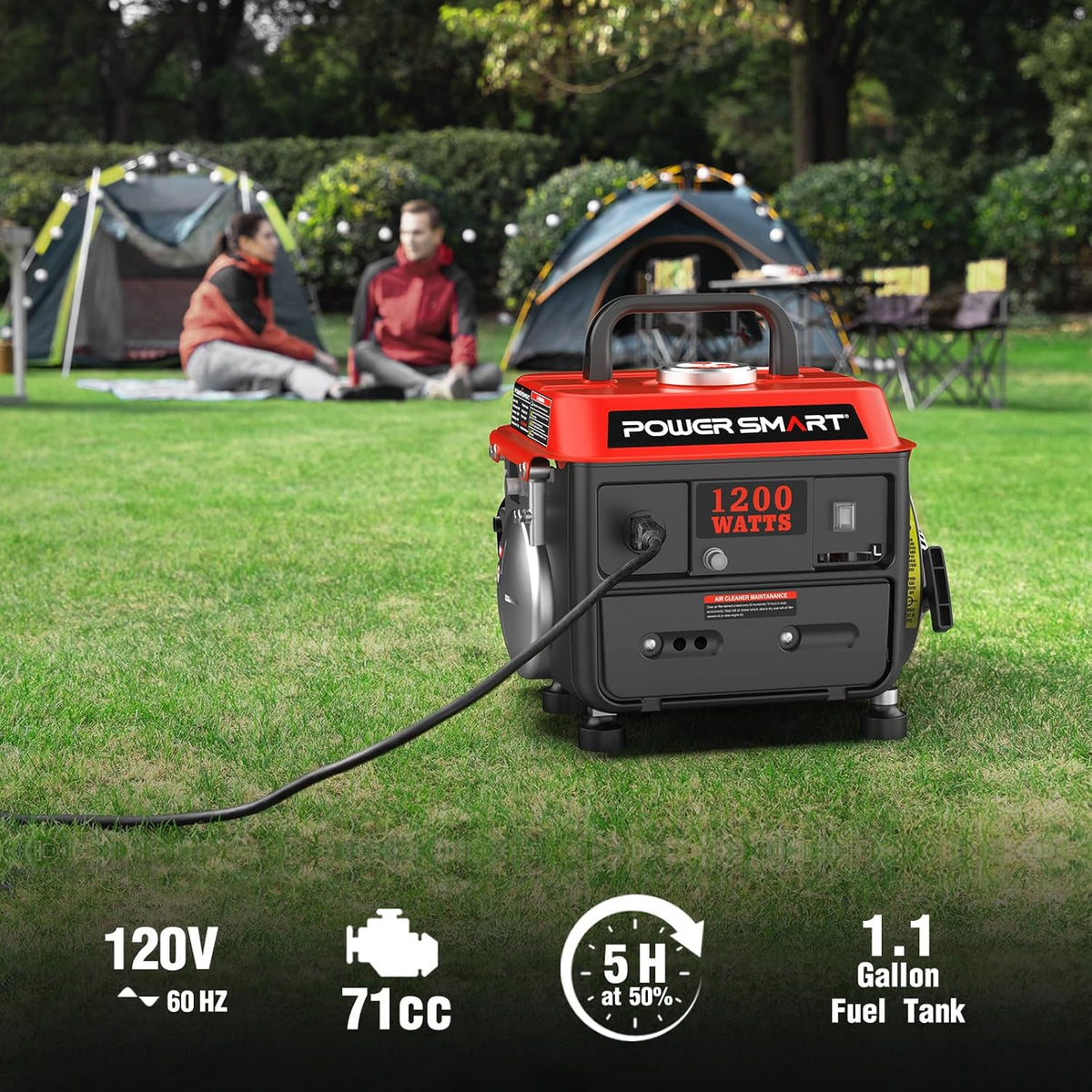 PowerSmart 1200W Portable Gas Generator — Recoil Start