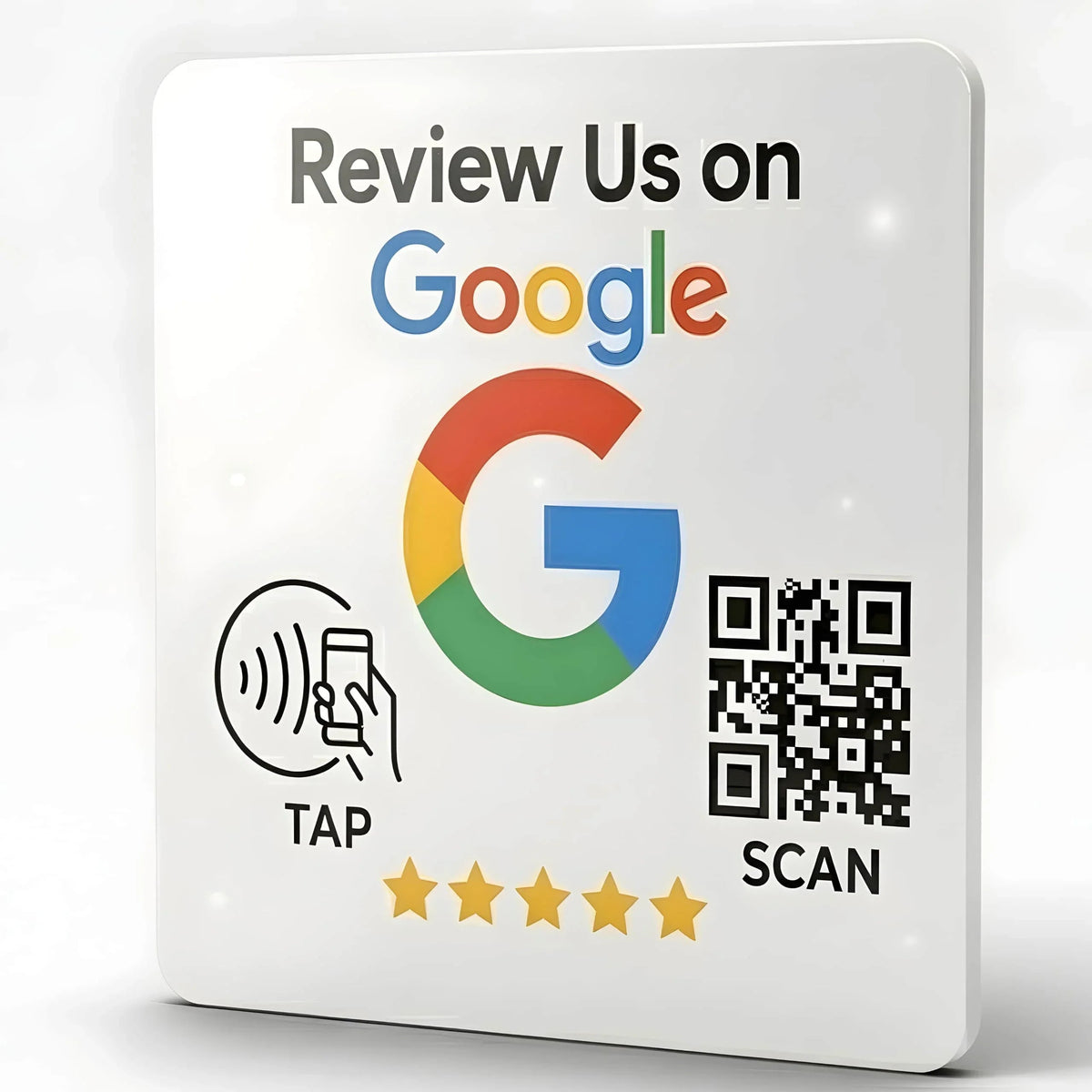 Google Review Plate - NFC Tap + QR Code, Self-Adhesive 3M  4x4
