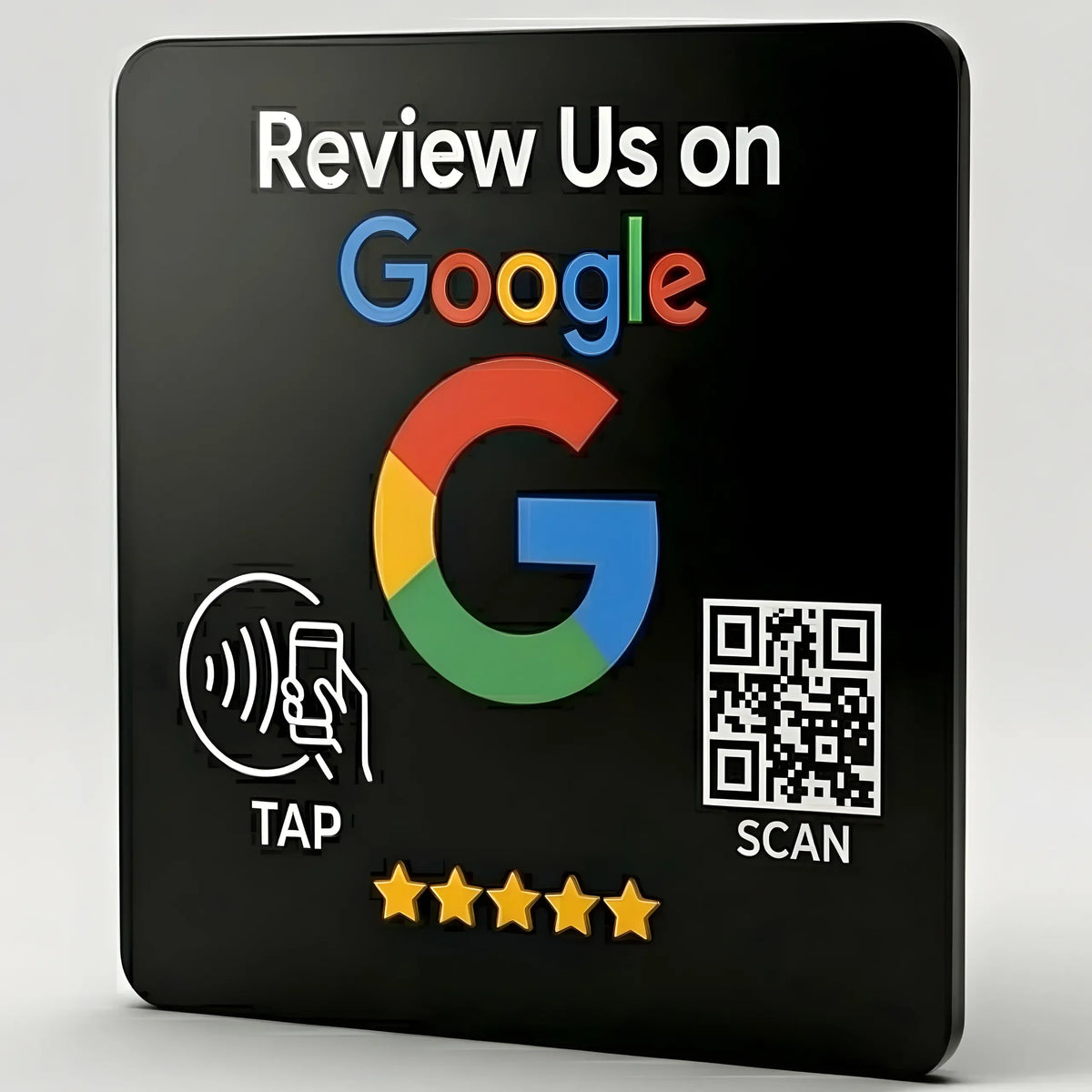 Google Review Plate - NFC Tap + QR Code, Self-Adhesive 3M  4x4
