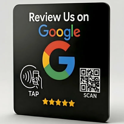 Google Review Plate - NFC Tap + QR Code, Self-Adhesive 3M  4x4