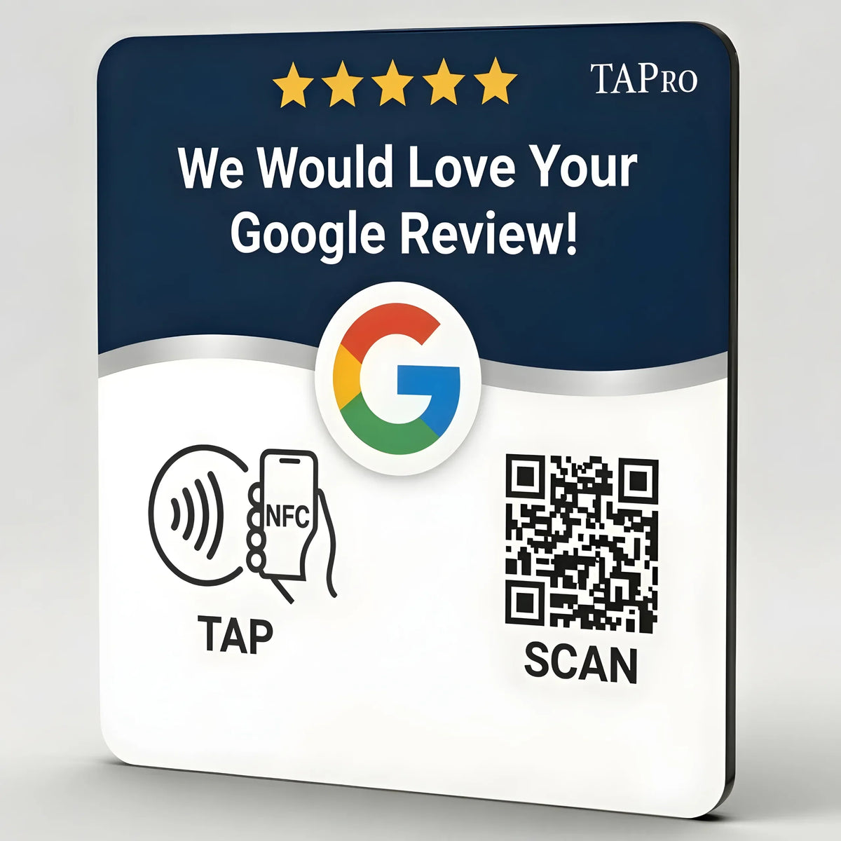 Google Review Plate - NFC Tap + QR Code, Self-Adhesive 3M  4x4