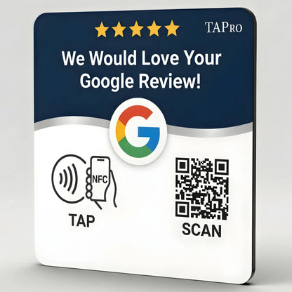 Google Review Plate - NFC Tap + QR Code, Self-Adhesive 3M  4x4
