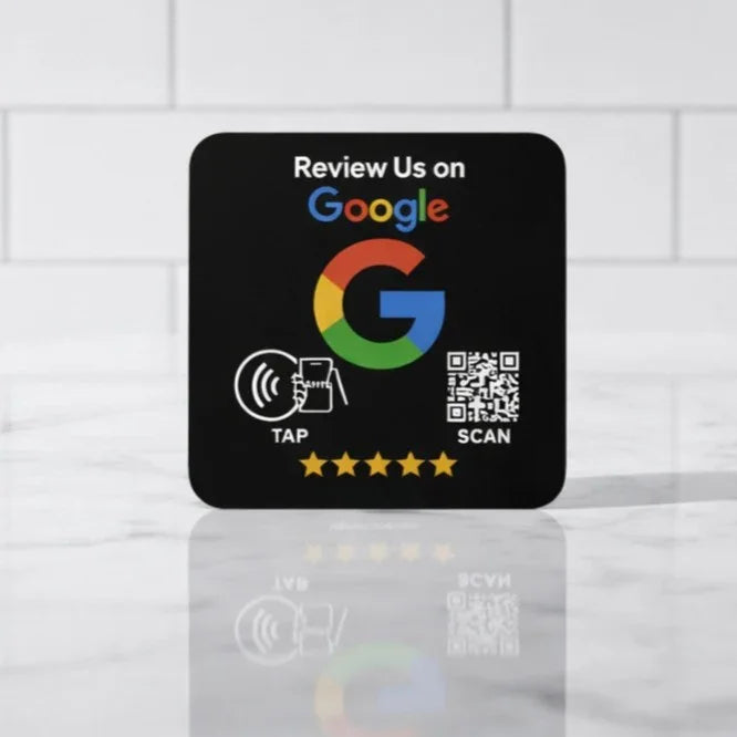 Google Review Plate - NFC Tap + QR Code, Self-Adhesive 3M  4x4