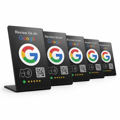 5 NFC Google Review Signs Bundle (5-Pack) -QR Code  One-Tap Displays