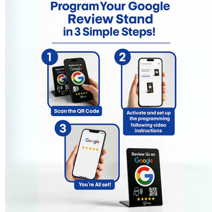 5 NFC Google Review Signs Bundle (5-Pack) -QR Code  One-Tap Displays
