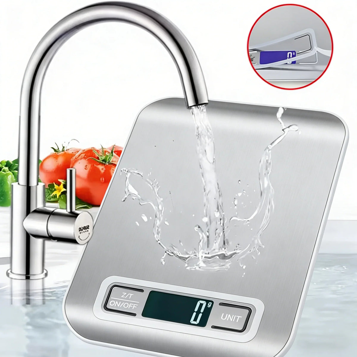 Digital Kitchen Scale 10/5kg-1g LED Display Stainless Steel Panel Electronic Scales for Home Food Snacks Weighing Baking Tools