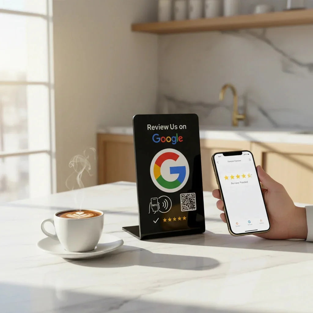 5 NFC Google Review Signs Bundle (5-Pack) -QR Code  One-Tap Displays