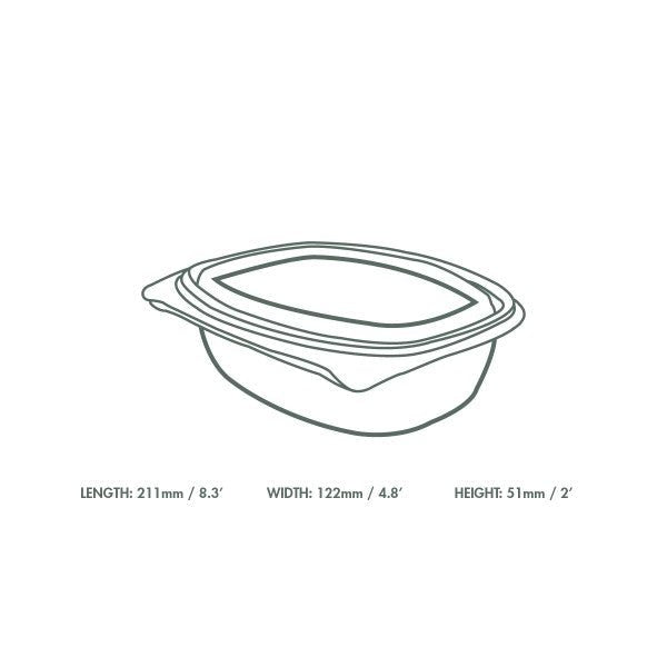 Vegware 8oz PLA Hinged Deli Container, Clear Compostable Cold-Food Container (QTY 300), SKU VHD-08
