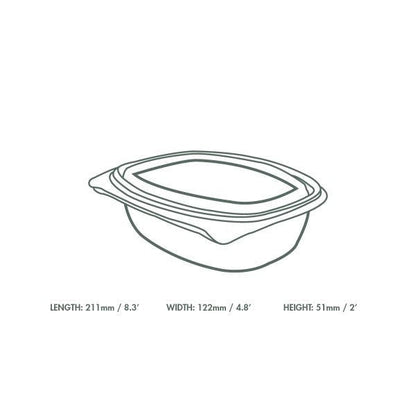 Vegware 8oz PLA Hinged Deli Container, Clear Compostable Cold-Food Container (QTY 300), SKU VHD-08
