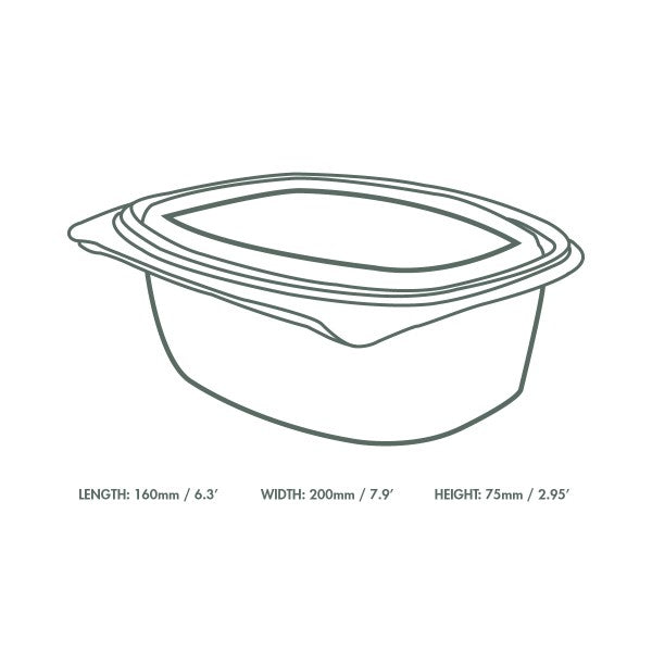 Vegware 48oz PLA Hinged Deli Container, Clear, Compostable (QTY 200), SKU VHD-48