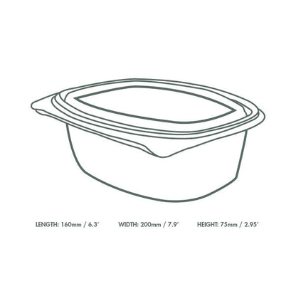 Vegware 48oz PLA Hinged Deli Container, Clear, Compostable (QTY 200), SKU VHD-48