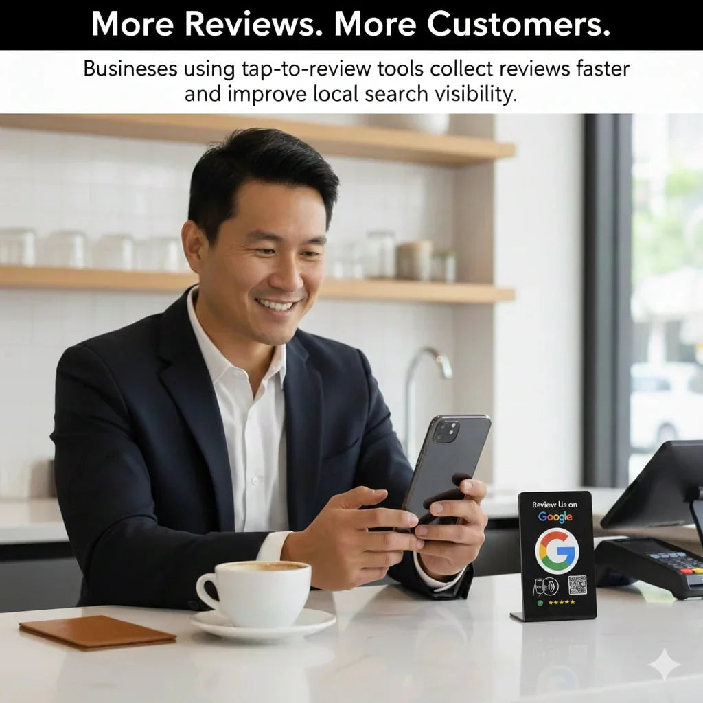 5 NFC Google Review Signs Bundle (5-Pack) -QR Code  One-Tap Displays