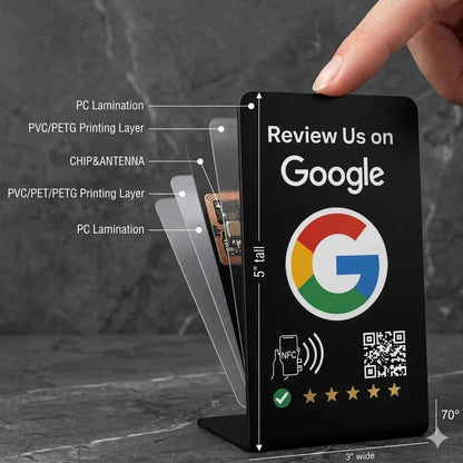 5 NFC Google Review Signs Bundle (5-Pack) -QR Code  One-Tap Displays