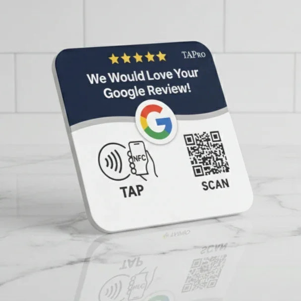 Google Review Plate - NFC Tap + QR Code, Self-Adhesive 3M  4x4
