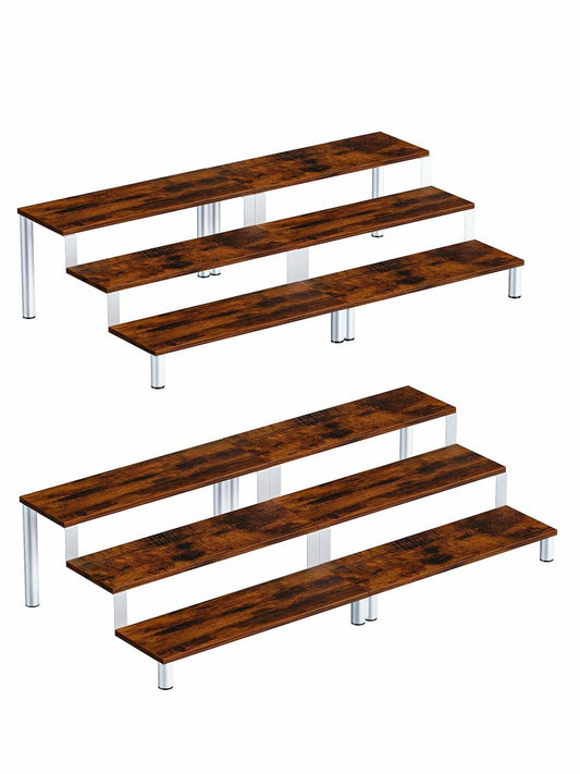 MIMIyasha 3 Tier Wooden Display Stand Riser Organizer White 4 pcs