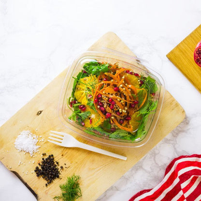 Vegware 48oz PLA Hinged Deli Container, Clear, Compostable (QTY 200), SKU VHD-48