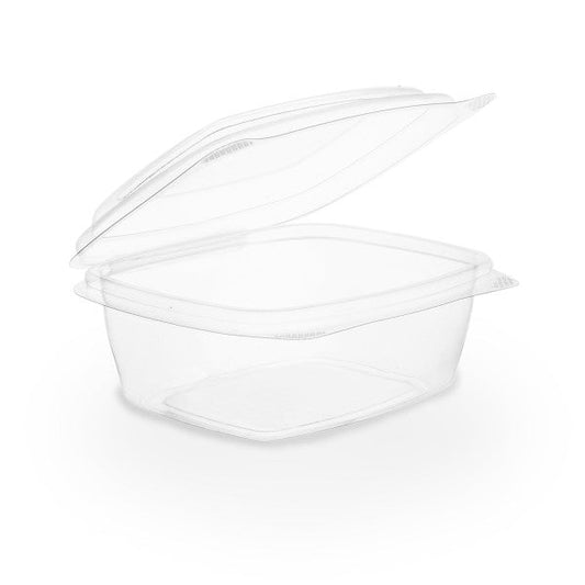 Vegware 8oz PLA Hinged Deli Container, Clear Compostable Cold-Food Container (QTY 300), SKU VHD-08